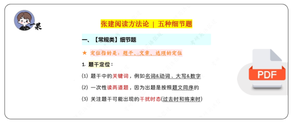 26考研张健五种细节题阅读方法论