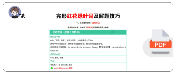 26考研完型红花绿叶词和解题技巧