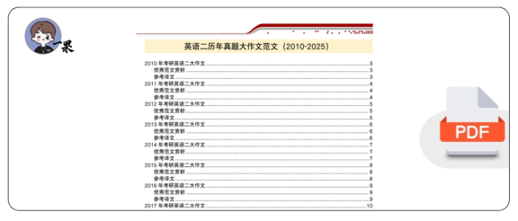 26考研英语二历年真题大作文范文2010-2025(一烫)