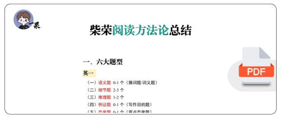 27考研柴荣阅读方法论六大题型总结