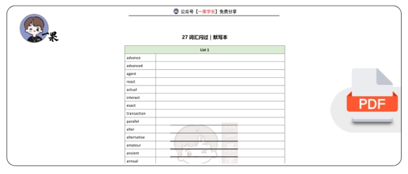 27考研利之词汇闪过高频词List1-8默写本