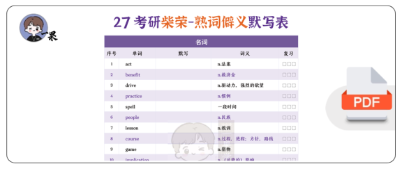 27考研柴荣熟词僻义默写表(诗兄)