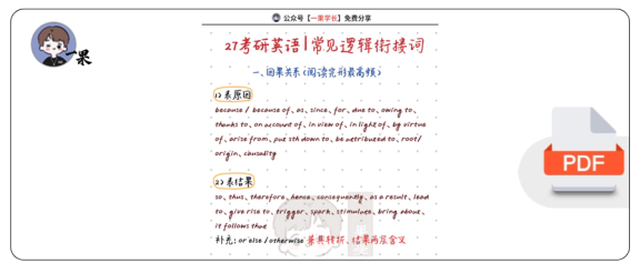 27考研英语逻辑衔接词