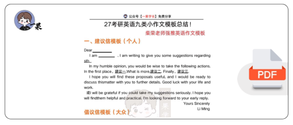 27考研九类小作文模版总结