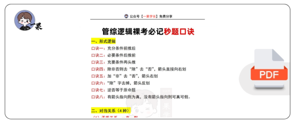 27考研管综逻辑必背秒题口诀